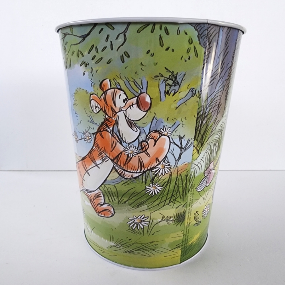 NEW Winnie The Pooh Metal Round Wastebasket Trash Can - Picture 3 of 10